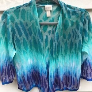 Chico’s Blue and Turquoise Small Shrug
